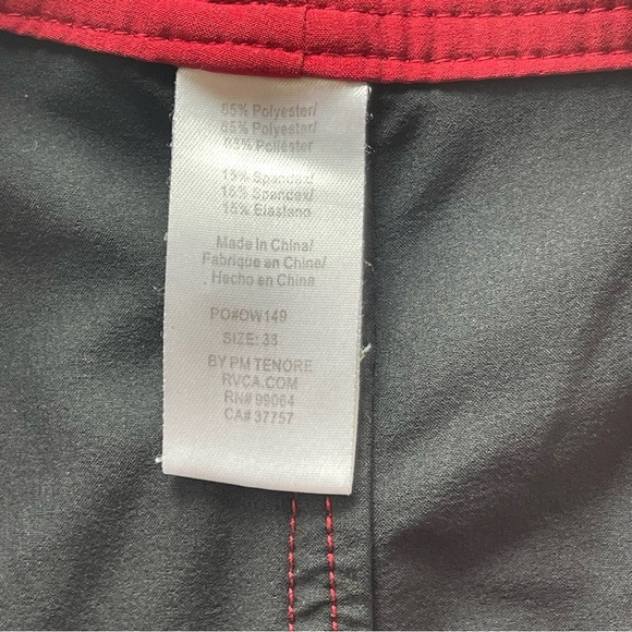 RVCA Men's Classic Length 20" Eastern Board Shorts Swim Trunks Black N Red SZ 38 - Picture 9 of 10